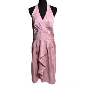 NWT London Style Halter Waterfall Front Formal Pink Dress Women's Plus 16